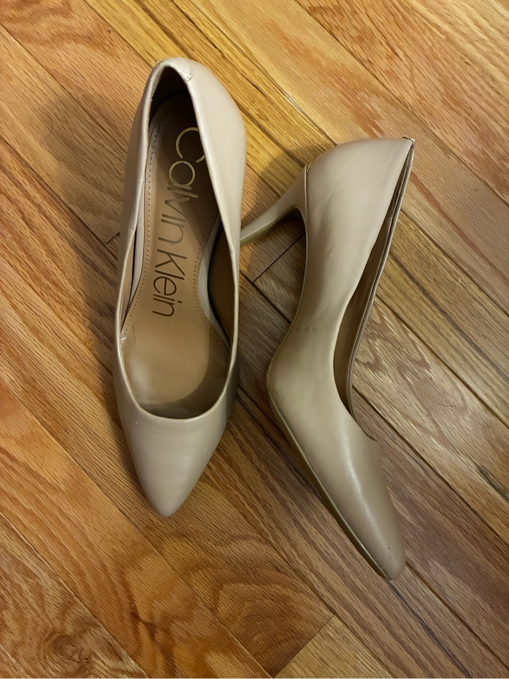 Calvin Klein Beige Pointed-Toe Stiletto Pumps